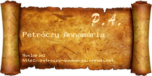 Petróczy Annamária névjegykártya