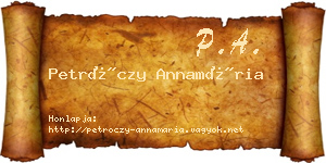 Petróczy Annamária névjegykártya